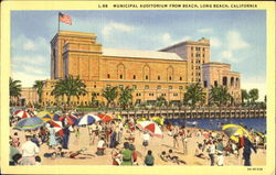 Municipal Auditorium From Beach Long Beach, CA Postcard Postcard