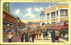 A Daily Scene On The Pike Long Beach, CA Postcard Postcard