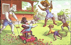 Mainzer Dogs - Mowing Lawn Postcard