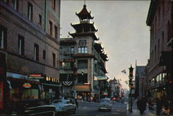 Chinatown At Night Postcard