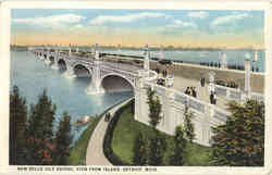 New Belle Isle Bridge, View From Island Detroit, MI Postcard Postcard