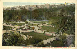 Bird's-Eye View Public Garden, Washington Statue In Foreground Boston, MA Postcard Postcard