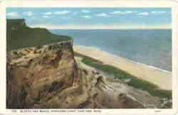 Bluffs and Beach, Highland Light Cape Cod, MA Postcard Postcard