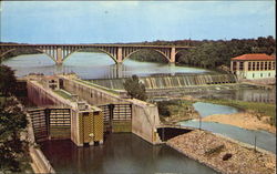 U. S. Government Dam And Locks And Ford Bridge Minneapolis, MN Postcard Postcard