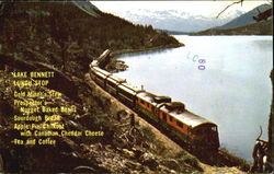 The White Pass & Yukon Railway Skirts The Shores Of Historic Lake Bennett Trains, Railroad Postcard Postcard