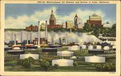 Mid-Continent Oil Refinery And Skyline Of Tulsa Postcard