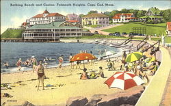 Bathing Beach And Casino, Falmouth Heights Cape Cod, MA Postcard Postcard