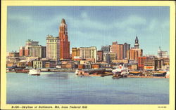 Skyline Of Baltimore From Federal Hill Maryland Postcard Postcard