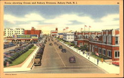 Scene Showing Ocean And Asbury Avenues Asbury Park, NJ Postcard Postcard