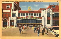 Boardwalk And Entrance To Convention Hall Asbury Park, NJ Postcard Postcard