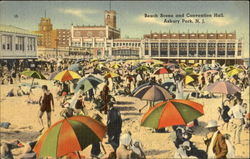 Beach Scene And Convention Hall Asbury Park, NJ Postcard Postcard