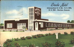 Brooks Motel, U. S. 36, U. S. 383, U. S. 283 Postcard