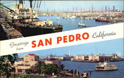 Greetings From San Pedro California Postcard Postcard