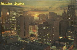 Houston At Night Texas Postcard Postcard