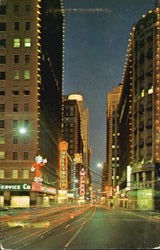 West Seventh Street At Night Fort Worth, TX Postcard Postcard