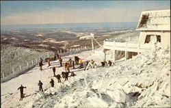 Skiers On Top Of Jay Peak Postcard