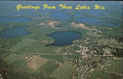 Aerial View Of Three Lakes Wisconsin Postcard Postcard