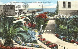 Sunken Gardens Virginia Hotel Long Beach, CA Postcard Postcard