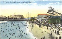 A Typical Bathing Scene Long Beach, CA Postcard Postcard