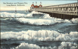 The Breakers And Pleasure Pier Long Beach, CA Postcard Postcard