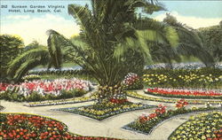 Sunken Gardens Virginia Hotel Long Beach, CA Postcard Postcard