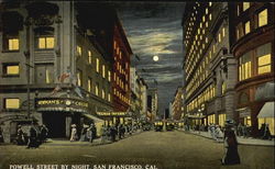 Powell Street By Night Postcard