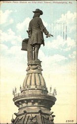 William Penn Statue On City Hall Tower Postcard