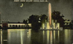 Night Scene, Willow Grove Park Postcard