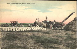 Rice Threshing Near Houston Texas Postcard Postcard