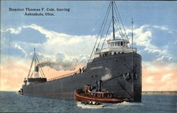 Steamer Thomas F. Cole, Leaving Ashtabula, OH Postcard Postcard