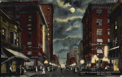 Locust St. Looking East From Seventh At Night Des Moines, IA Postcard Postcard