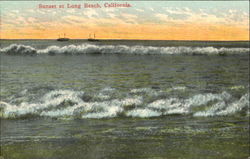 Sunset At Long Beach Postcard