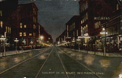 Walnut St. At Night Postcard