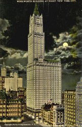 Woolworth Building At Night New York City, NY Postcard Postcard