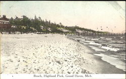 Beach, Highland Park Grand Haven, MI Postcard Postcard