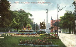 Flower Beds, Grand Avenue Park Milwaukee, WI Postcard Postcard