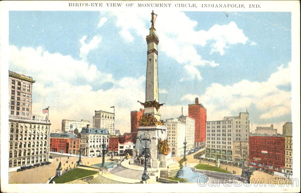 Bird's Eye View Of Monument Circle Indianapolis, IN