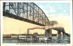 Merchants Bridge, Showing Steamer On The Mississippi River Postcard