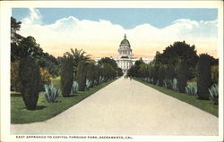 East Approach To Capitol Through Park Sacramento, CA Postcard Postcard