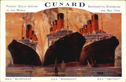 Cunard Maurentania Berengaria Aquitania Boats, Ships Postcard Postcard