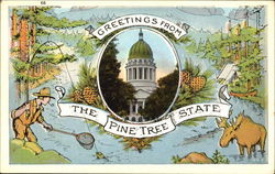 Greetings From The Pine Tree State Postcard