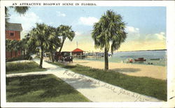 An Attractive Roadway Scene In Florida Postcard