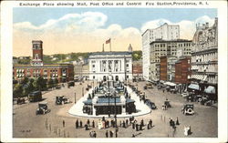 Exchange Place Showing Mall Providence, RI Postcard Postcard