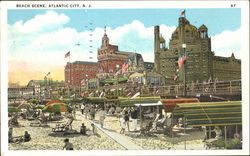 Beach Scene Atlantic City, NJ Postcard Postcard