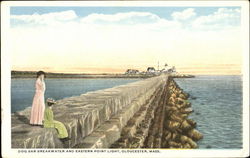 Dog Bar Breakwater And Eastern Point Light Postcard