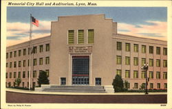 Memorial City Hall And Auditorium Lynn, MA Postcard Postcard