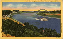 Cape Cod Canal And Bourne Bridge Massachusetts Postcard Postcard