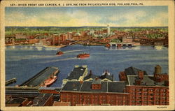 River Front And Camden N. J. Skyline From Philadelphia Side Postcard