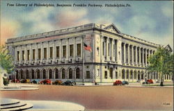 Free Library Of Philadelphia, Benjamin Franklin Parkway Postcard