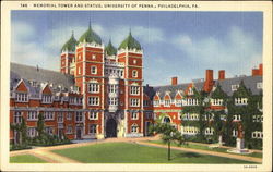 Memorial Tower And Statue, University Of Penna Postcard